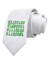 Binary Data Green Printed White Necktie