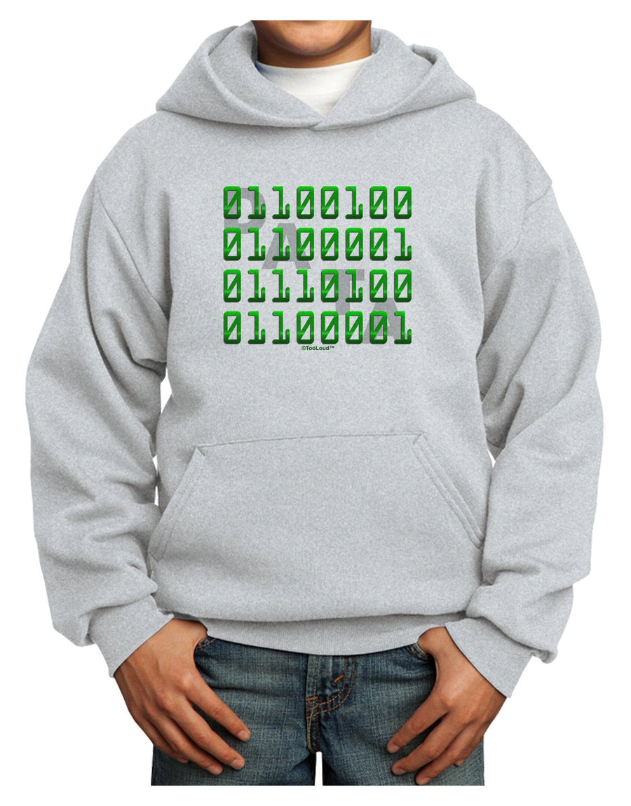 Binary Data Green Youth Hoodie Pullover Sweatshirt-Youth Hoodie-TooLoud-White-XL-Davson Sales