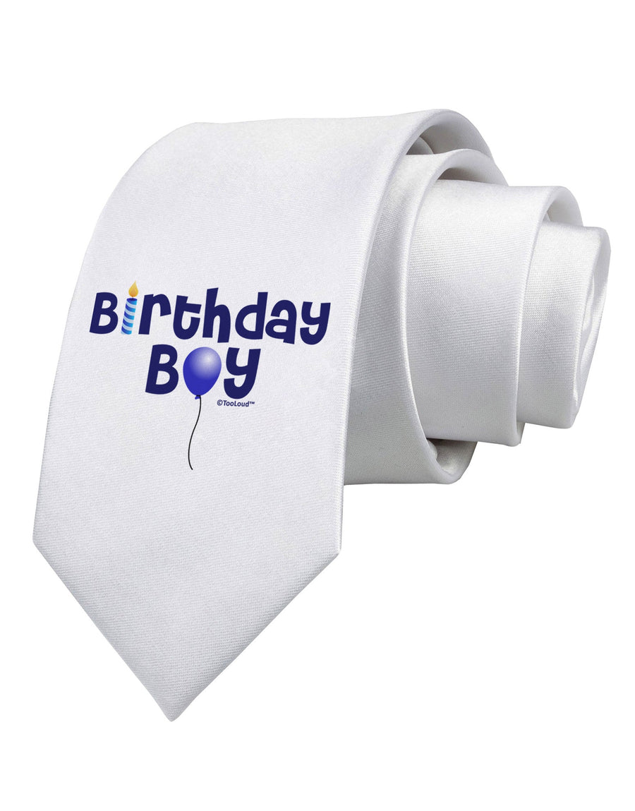 Birthday Boy - Candle and Balloon Printed White Necktie by TooLoud