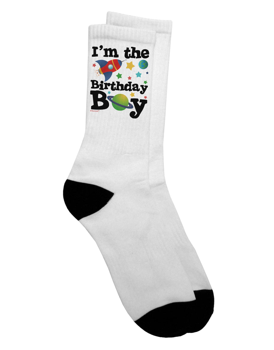 Birthday Boy Outer Space Design Adult Crew Socks - Exclusively by TooLoud-Socks-TooLoud-White-Ladies-4-6-Davson Sales