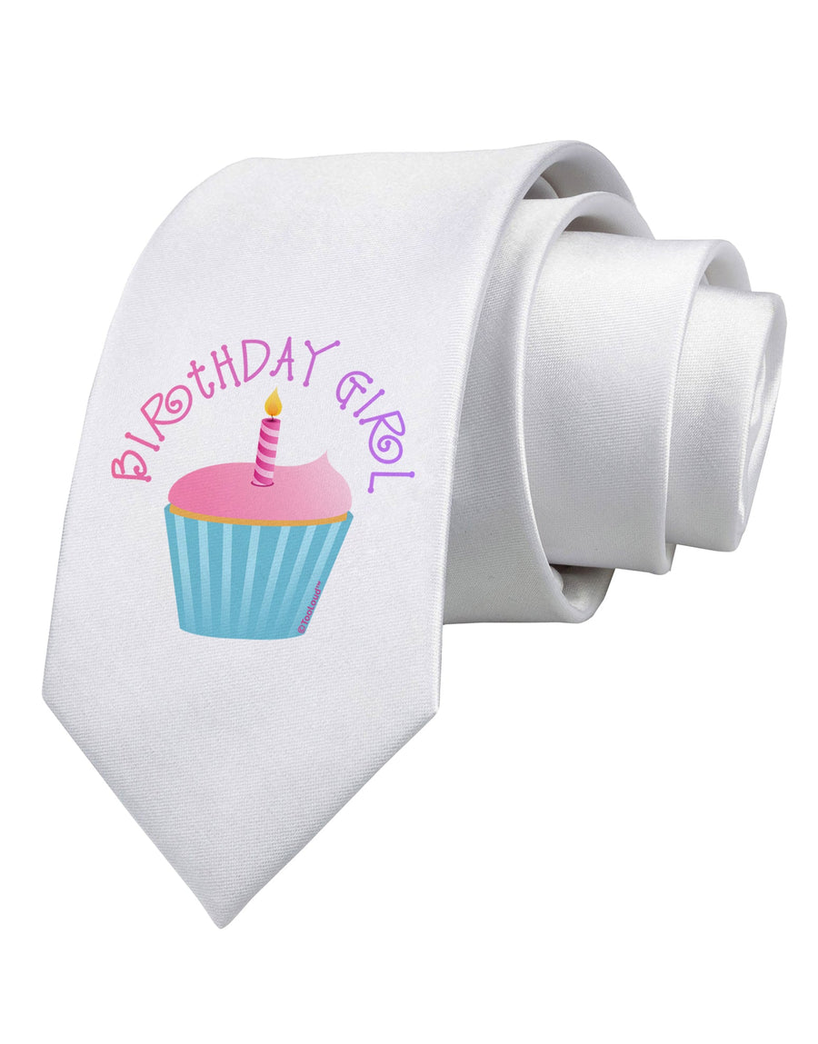 Birthday Girl - Candle Cupcake Printed White Necktie by TooLoud