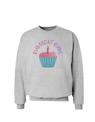 Birthday Girl - Candle Cupcake Sweatshirt by TooLoud-Sweatshirts-TooLoud-AshGray-Small-Davson Sales