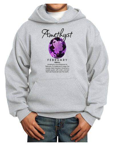 Birthstone Amethyst Youth Hoodie Pullover Sweatshirt-Youth Hoodie-TooLoud-Ash-XS-Davson Sales