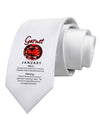 Birthstone Garnet Printed White Necktie