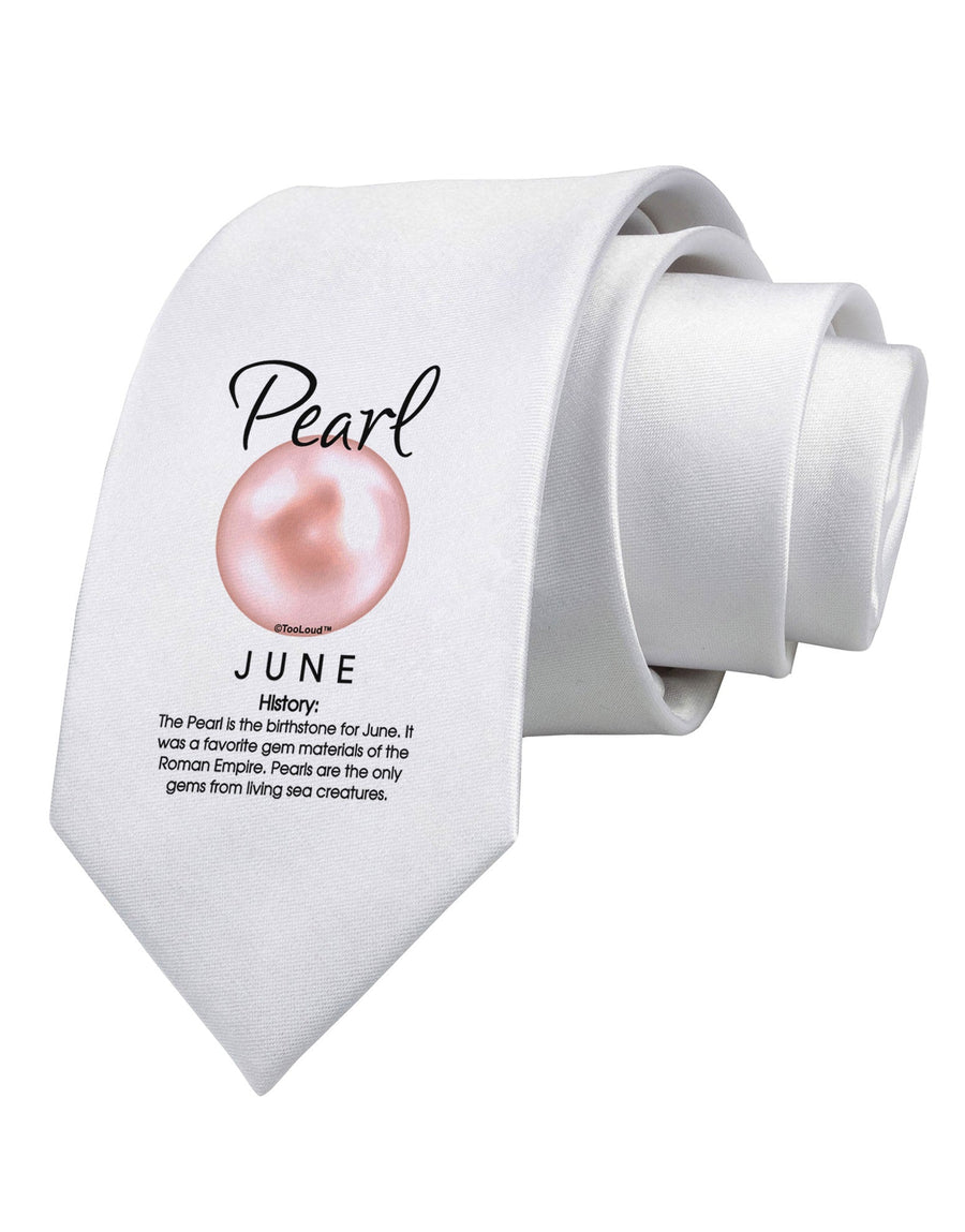 Birthstone Pearl Printed White Necktie
