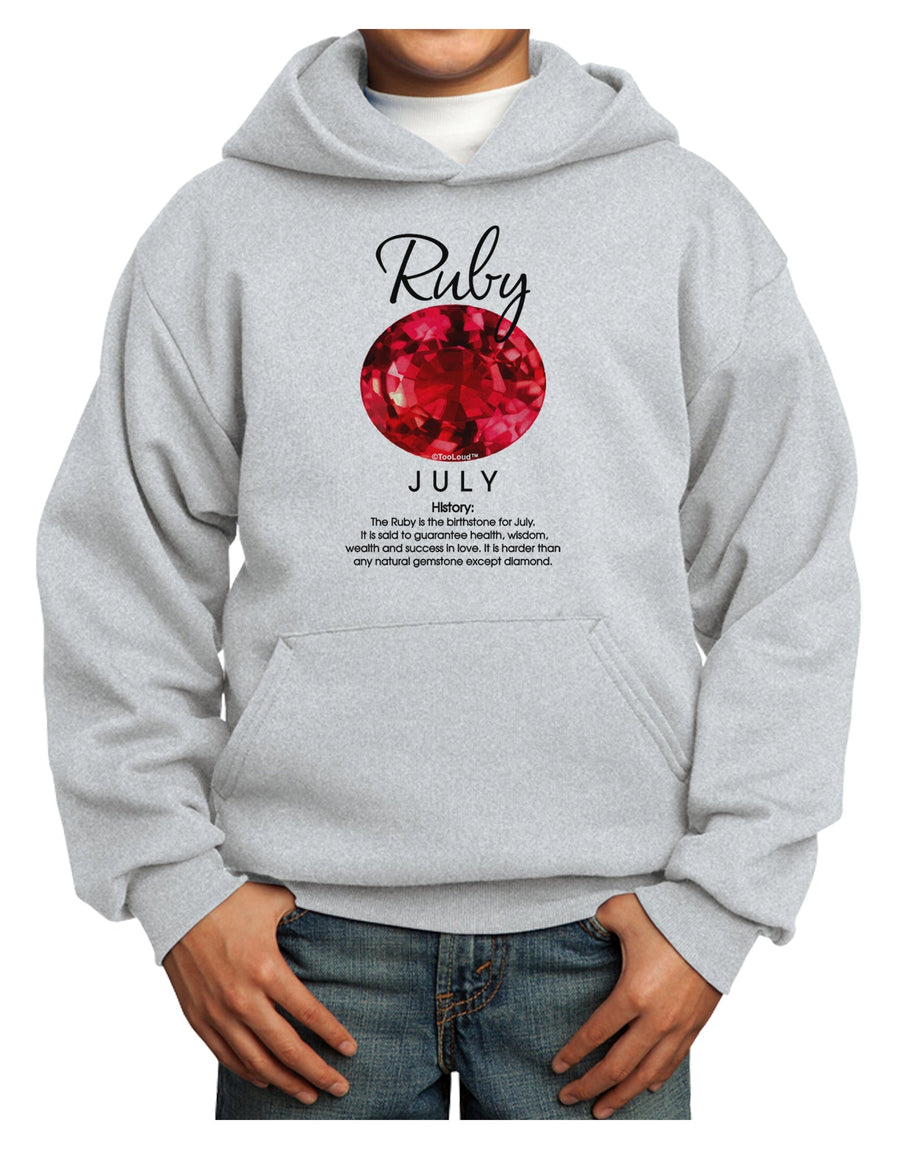 Birthstone Ruby Youth Hoodie Pullover Sweatshirt-Youth Hoodie-TooLoud-White-XS-Davson Sales