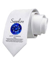 Birthstone Sapphire Printed White Necktie