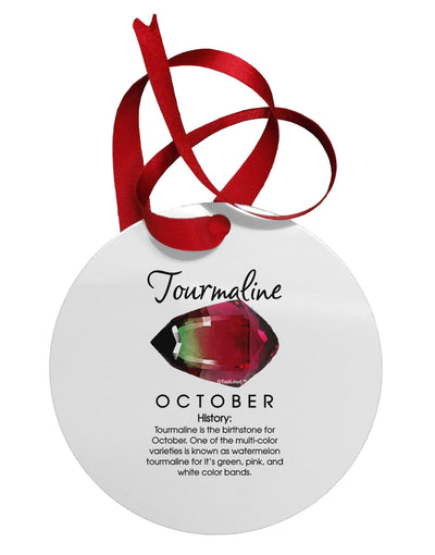 Birthstone Tourmaline Circular Metal Ornament by TooLoud-Ornament-TooLoud-White-Davson Sales