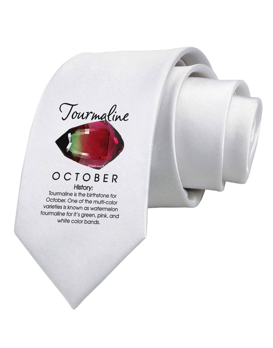 Birthstone Tourmaline Printed White Necktie by TooLoud