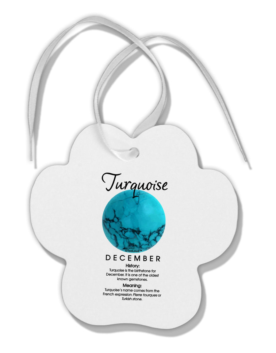 Birthstone Turquoise Paw Print Shaped Ornament by TooLoud-Ornament-TooLoud-White-Davson Sales