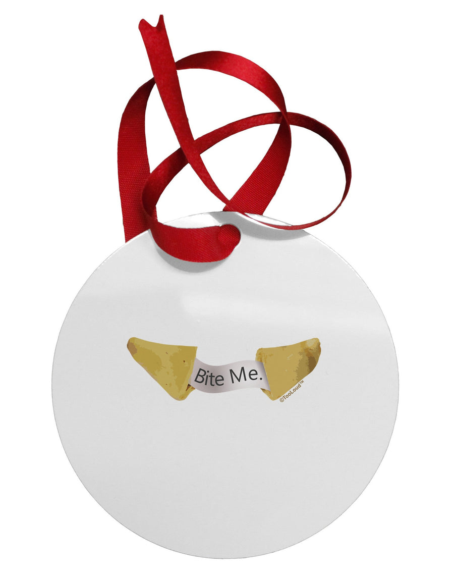 Bite Me - Fortune Cookie Circular Metal Ornament-Ornament-TooLoud-White-Davson Sales