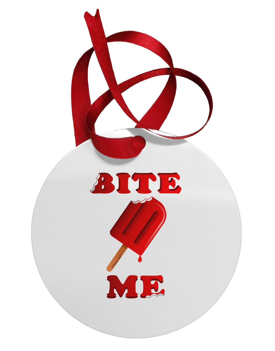 Bite Me Ice Cream Circular Metal Ornament-Ornament-TooLoud-White-Davson Sales