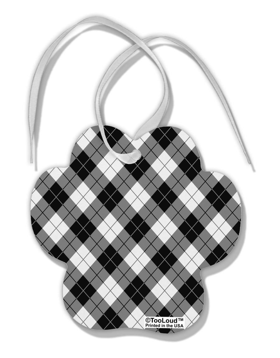 Black and White Argyle AOP Paw Print Shaped Ornament All Over Print by TooLoud-Ornament-TooLoud-White-Davson Sales