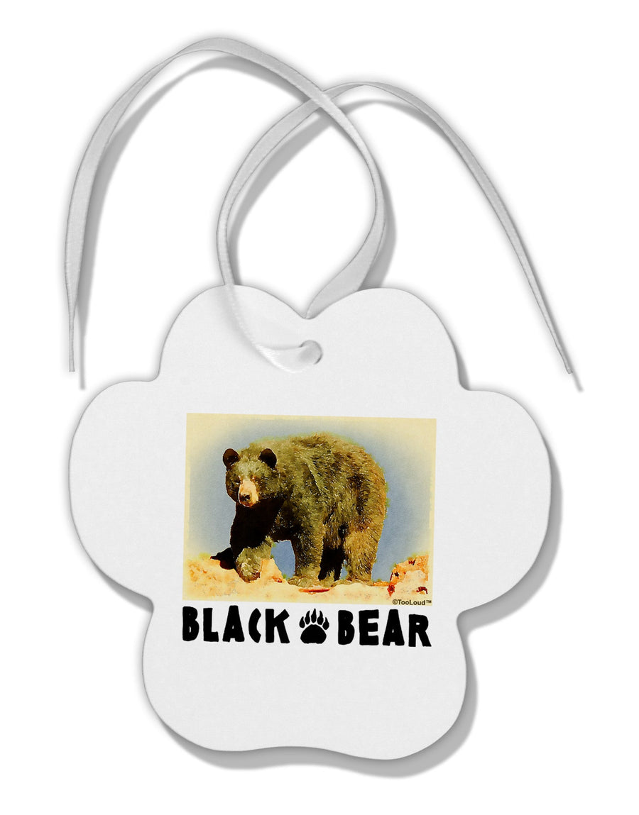 Black Bear Watercolor Paw Print Shaped Ornament-Ornament-TooLoud-White-Davson Sales