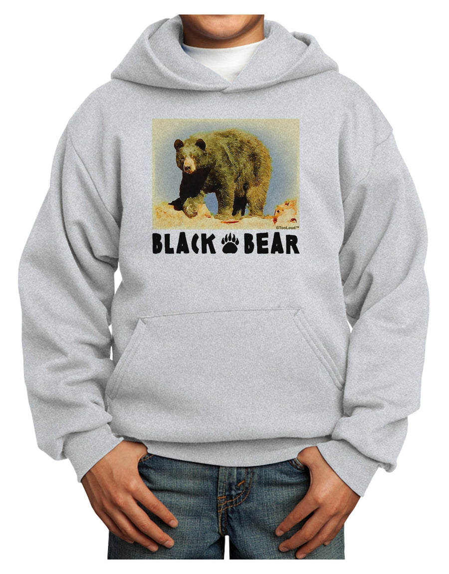 Black Bear Watercolor Youth Hoodie Pullover Sweatshirt-Youth Hoodie-TooLoud-White-XS-Davson Sales