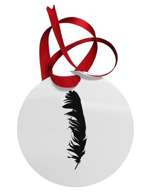 Black Feather Circular Metal Ornament-Ornament-TooLoud-White-Davson Sales