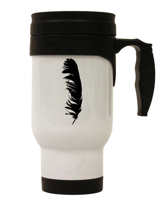 Black Feather Stainless Steel 14oz Travel Mug-Travel Mugs-TooLoud-White-Davson Sales