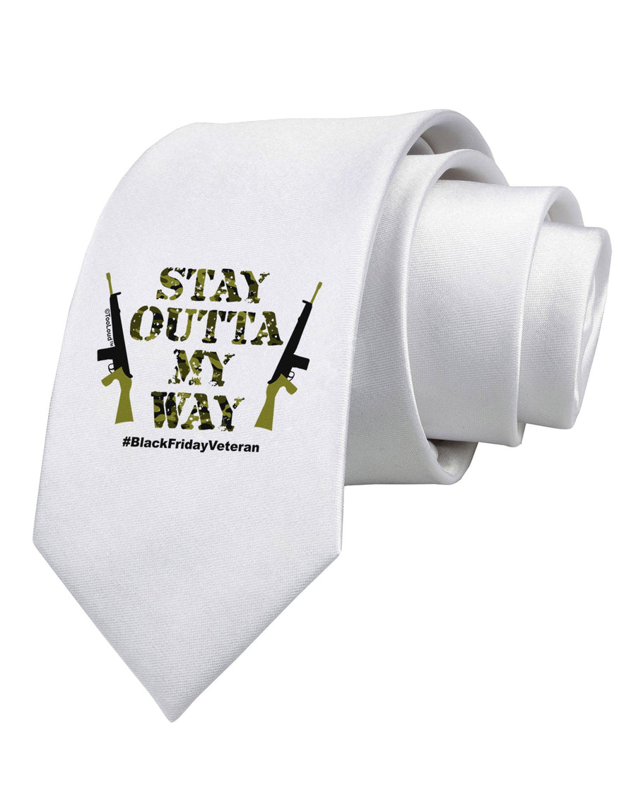 Black Friday Vet - Outta My Way Printed White Necktie