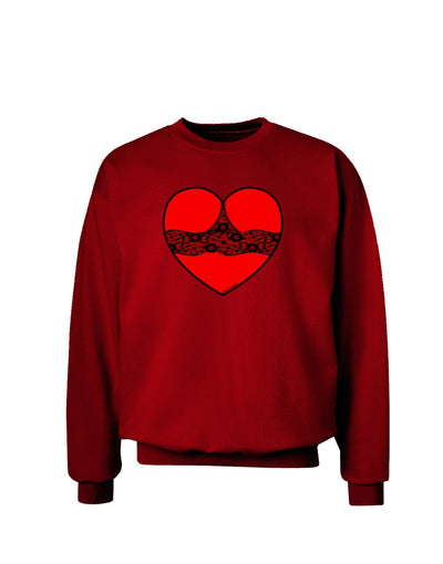 Black Lace Panty Heart Adult Dark Sweatshirt-Sweatshirts-TooLoud-Deep-Red-Small-Davson Sales