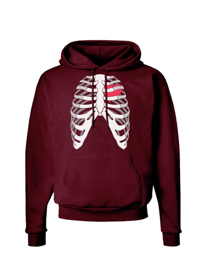 Black Skeleton Bones Ribcage with Heart Dark Hoodie Sweatshirt-Hoodie-TooLoud-Maroon-Small-Davson Sales