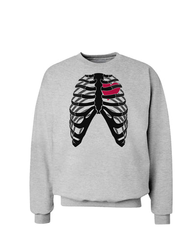 Black Skeleton Bones Ribcage with Heart Sweatshirt-Sweatshirts-TooLoud-AshGray-Small-Davson Sales