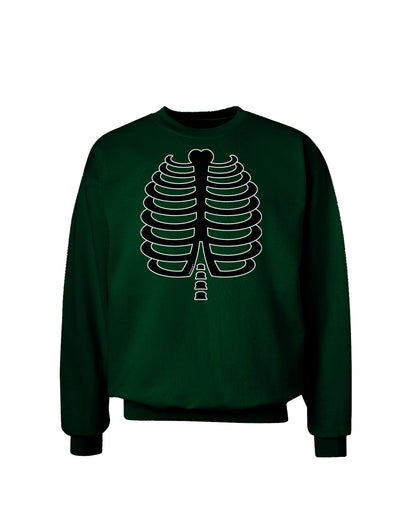 Black Skeleton Ribcage Halloween Adult Dark Sweatshirt-Sweatshirts-TooLoud-Deep-Forest-Green-Small-Davson Sales