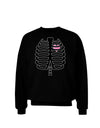 Black Skeleton Ribcage with Pink Heart Halloween Adult Dark Sweatshirt-Sweatshirts-TooLoud-Black-Small-Davson Sales