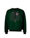 Black Skeleton Ribcage with Pink Heart Halloween Adult Dark Sweatshirt-Sweatshirts-TooLoud-Deep-Forest-Green-Small-Davson Sales