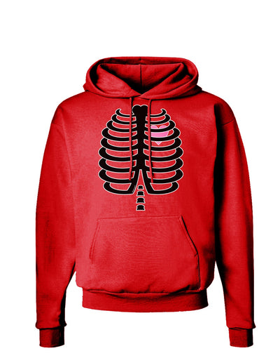 Black Skeleton Ribcage with Pink Heart Halloween Dark Hoodie Sweatshirt-Hoodie-TooLoud-Red-Small-Davson Sales