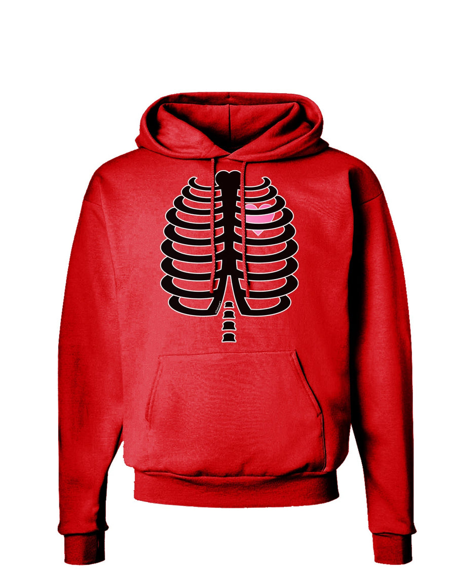 Black Skeleton Ribcage with Pink Heart Halloween Dark Hoodie Sweatshirt-Hoodie-TooLoud-Black-Small-Davson Sales