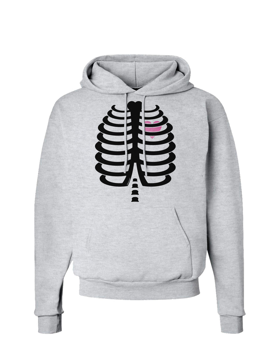 Black Skeleton Ribcage with Pink Heart Halloween Hoodie Sweatshirt-Hoodie-TooLoud-White-Small-Davson Sales