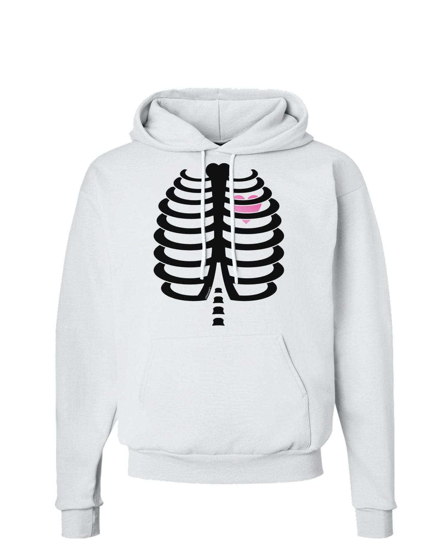 Black Skeleton Ribcage with Pink Heart Halloween Hoodie Sweatshirt-Hoodie-TooLoud-White-Small-Davson Sales