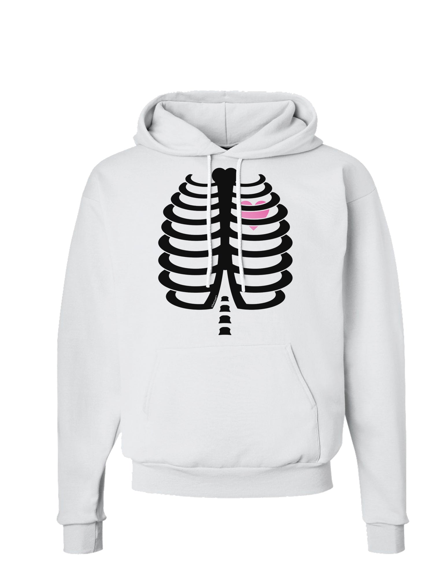 Black Skeleton Ribcage with Pink Heart Halloween Hoodie Sweatshirt-Hoodie-TooLoud-White-Small-Davson Sales