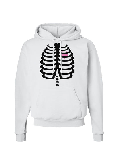 Black Skeleton Ribcage with Pink Heart Halloween Hoodie Sweatshirt-Hoodie-TooLoud-White-Small-Davson Sales