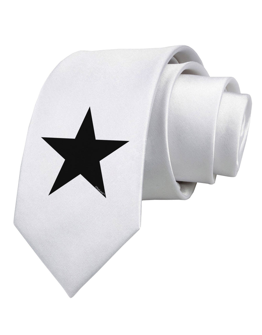 Black Star Printed White Necktie