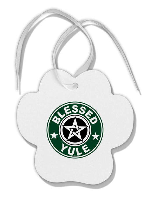 Blessed Yule Emblem Paw Print Shaped Ornament by TooLoud-TooLoud-White-Davson Sales