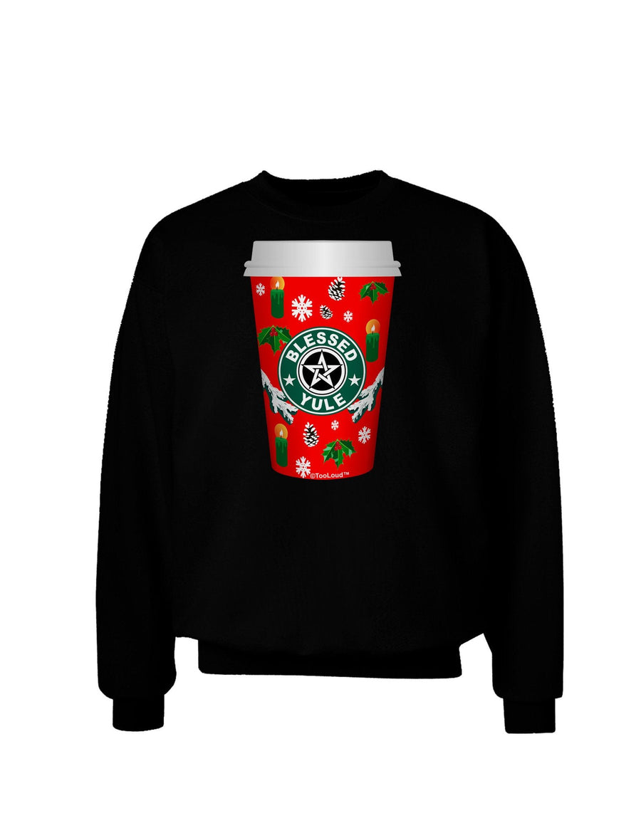 Blessed Yule Red Coffee Cup Adult Dark Sweatshirt by-Sweatshirts-TooLoud-Black-XXX-Large-Davson Sales