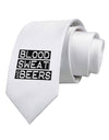 Blood Sweat and Beers Design Printed White Necktie by TooLoud