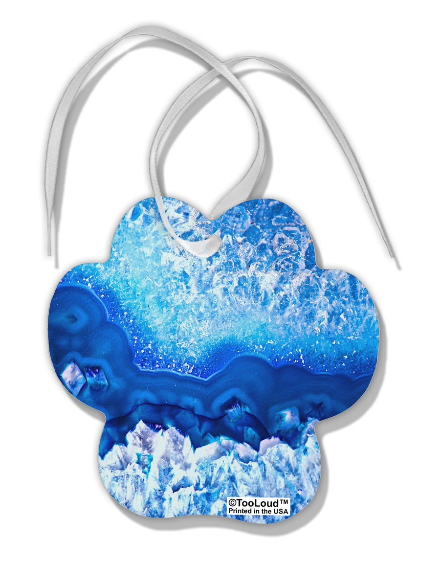 Blue Agate Geode Print Paw Print Shaped Ornament All Over Print-Ornament-TooLoud-White-Davson Sales