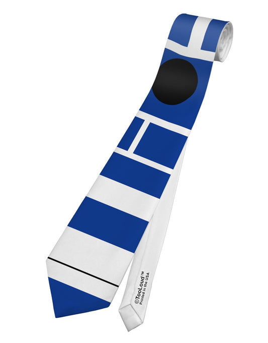 Blue and White Robot AOP Printed White Necktie All Over Print