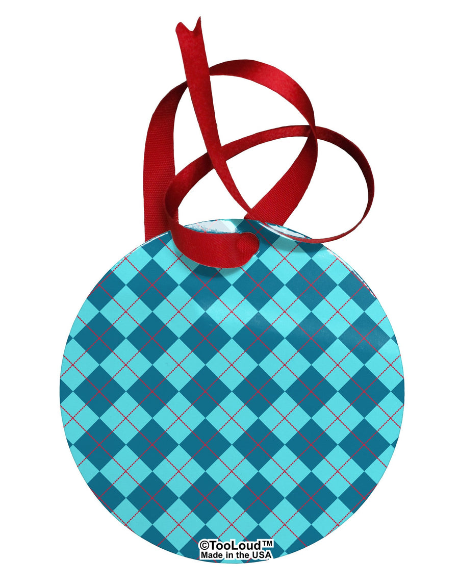 Blue Argyle AOP Circular Metal Ornament All Over Print by TooLoud-Ornament-TooLoud-White-Davson Sales