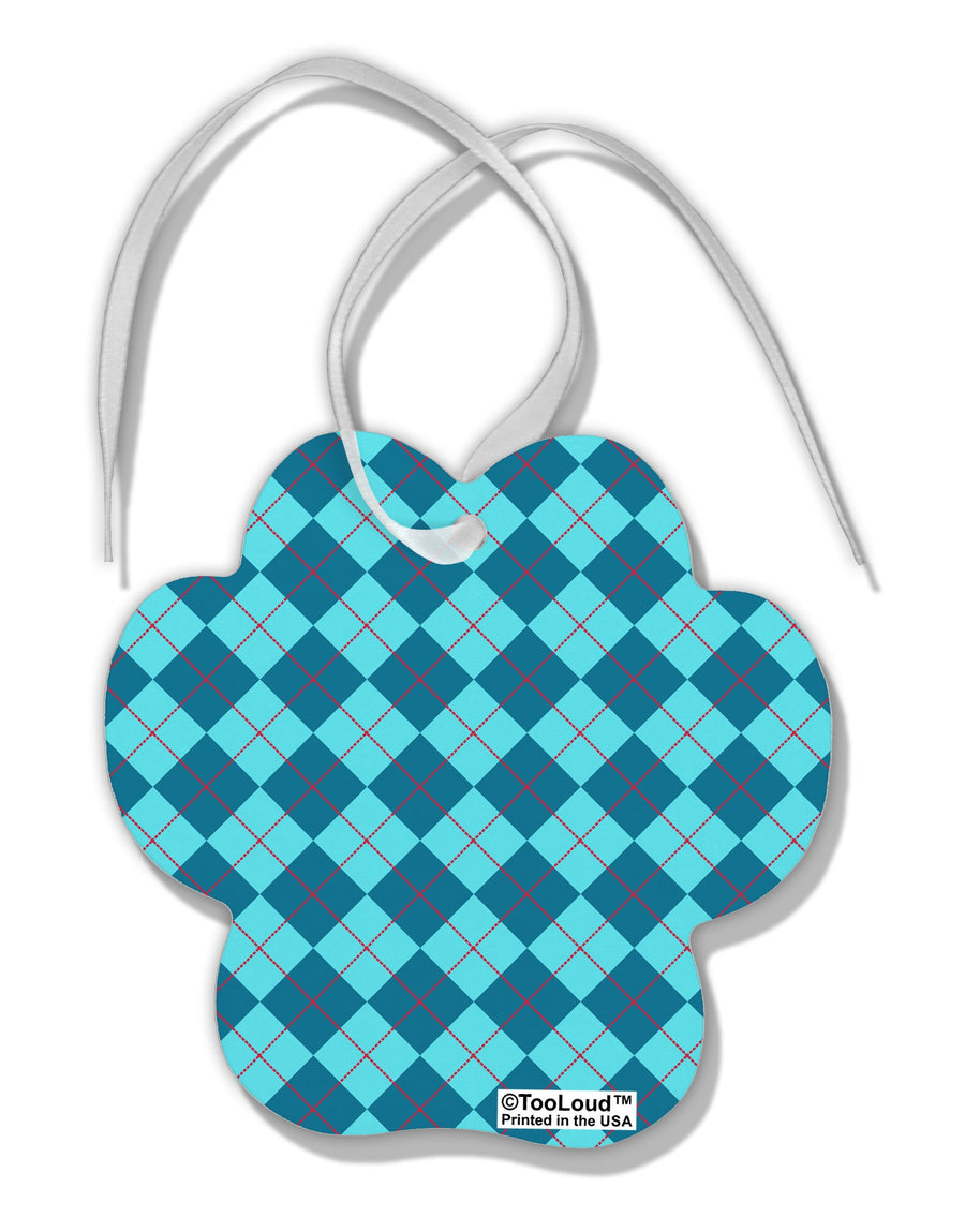 Blue Argyle AOP Paw Print Shaped Ornament All Over Print by TooLoud-Ornament-TooLoud-White-Davson Sales