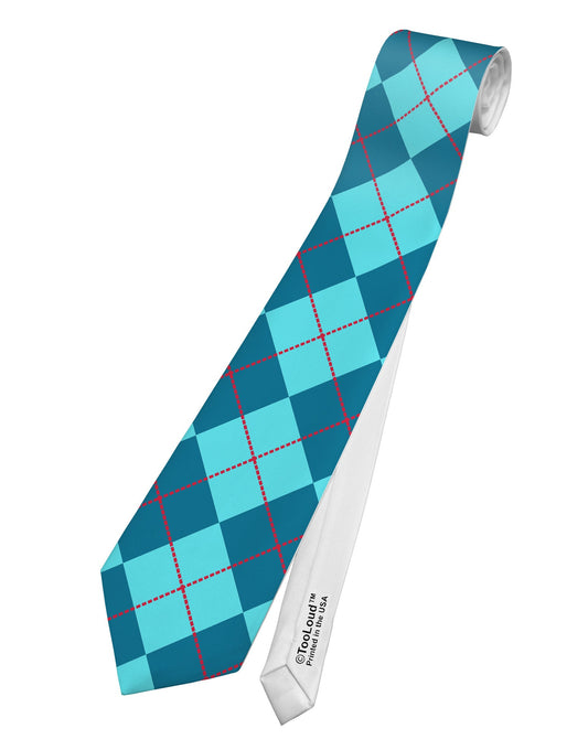 Blue Argyle AOP Printed White Necktie All Over Print by TooLoud