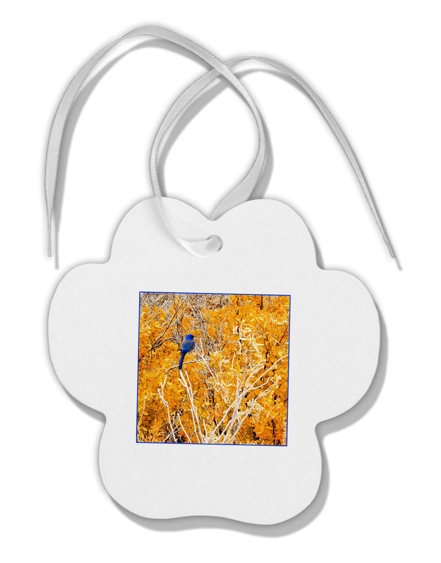 Blue Bird in Yellow Paw Print Shaped Ornament-Ornament-TooLoud-White-Davson Sales