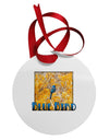 Blue Bird In Yellow Text Circular Metal Ornament-Ornament-TooLoud-White-Davson Sales