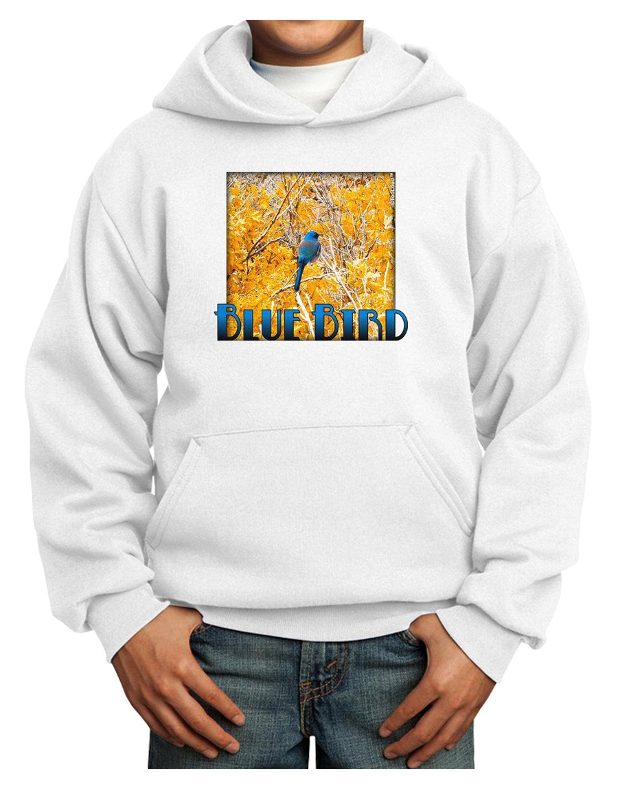 Blue Bird In Yellow Text Youth Hoodie Pullover Sweatshirt-Youth Hoodie-TooLoud-White-XL-Davson Sales