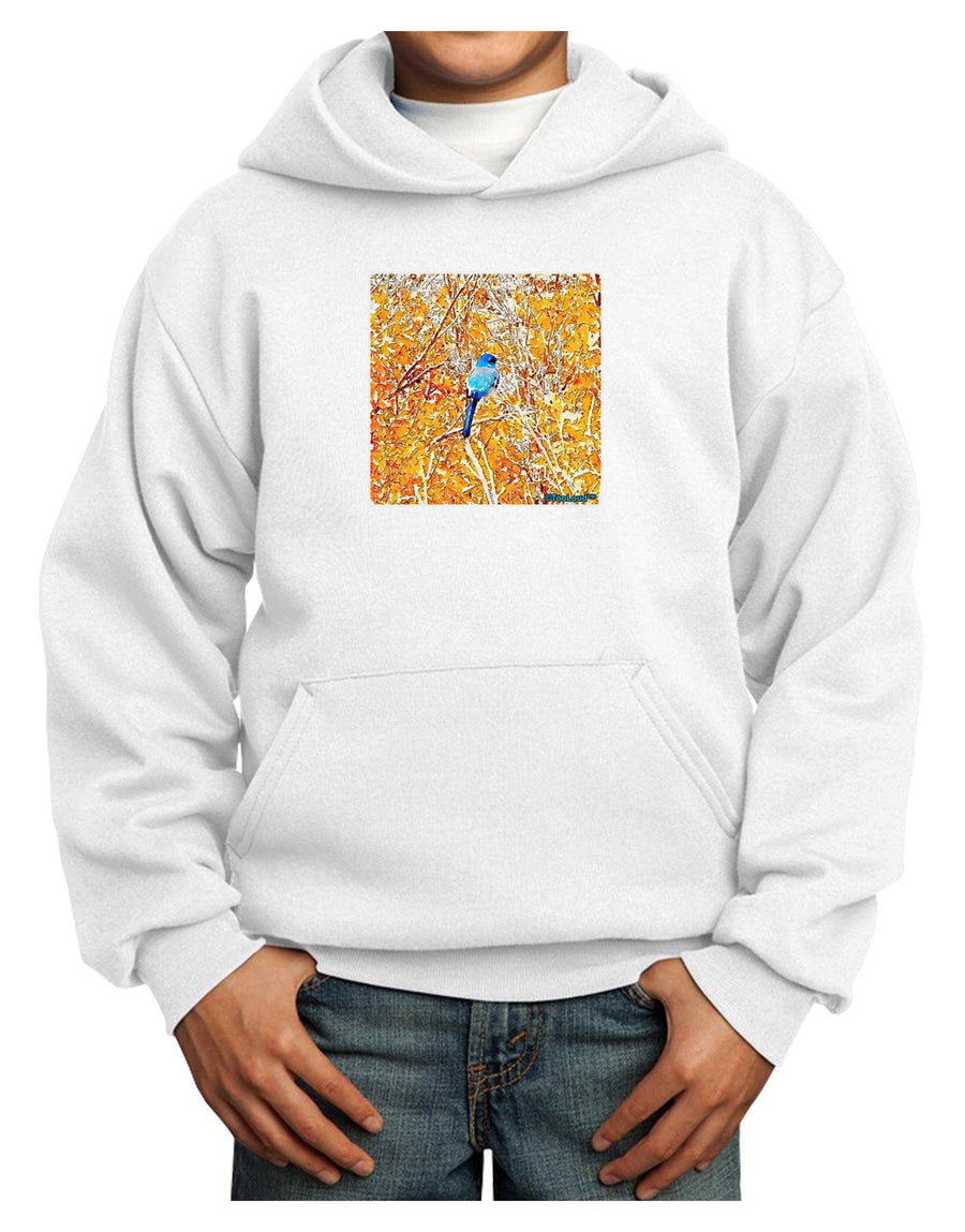 Blue Bird in Yellow Watercolor Youth Hoodie Pullover Sweatshirt-Youth Hoodie-TooLoud-White-XL-Davson Sales