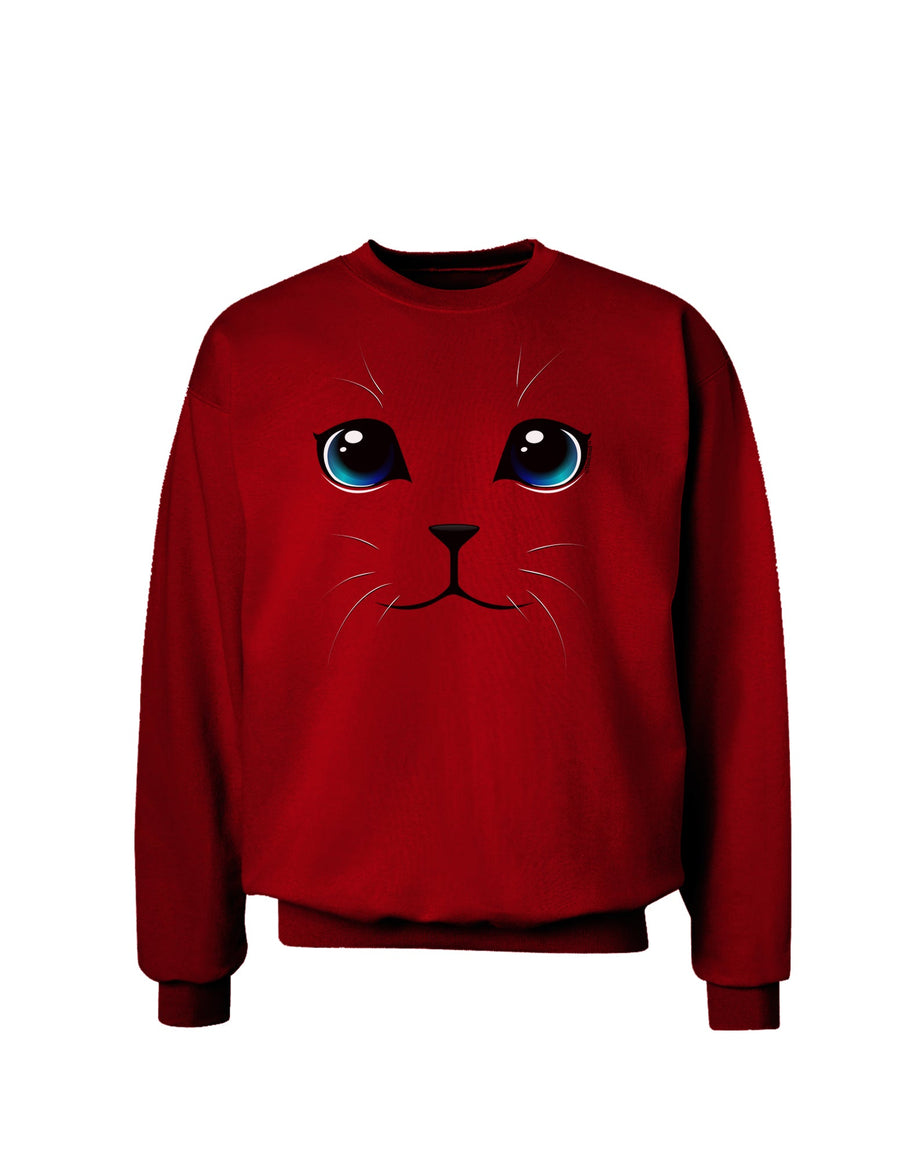 Blue-Eyed Cute Cat Face Adult Dark Sweatshirt-Sweatshirts-TooLoud-Black-Small-Davson Sales