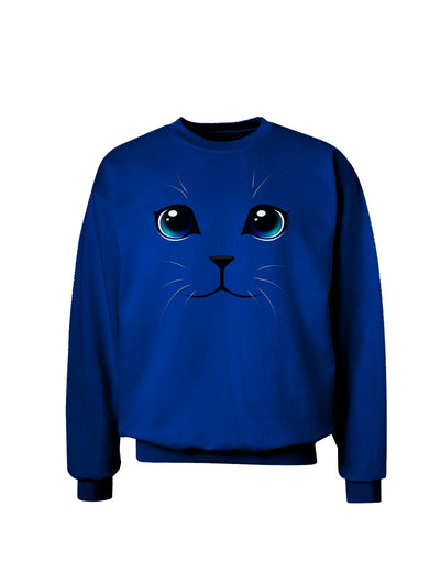 Blue-Eyed Cute Cat Face Adult Dark Sweatshirt-Sweatshirts-TooLoud-Deep-Royal-Blue-Small-Davson Sales