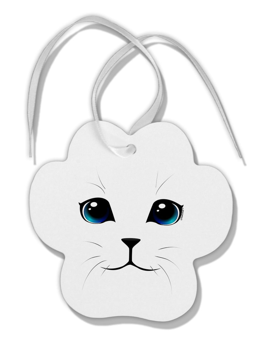 Blue-Eyed Cute Cat Face Paw Print Shaped Ornament-Ornament-TooLoud-White-Davson Sales